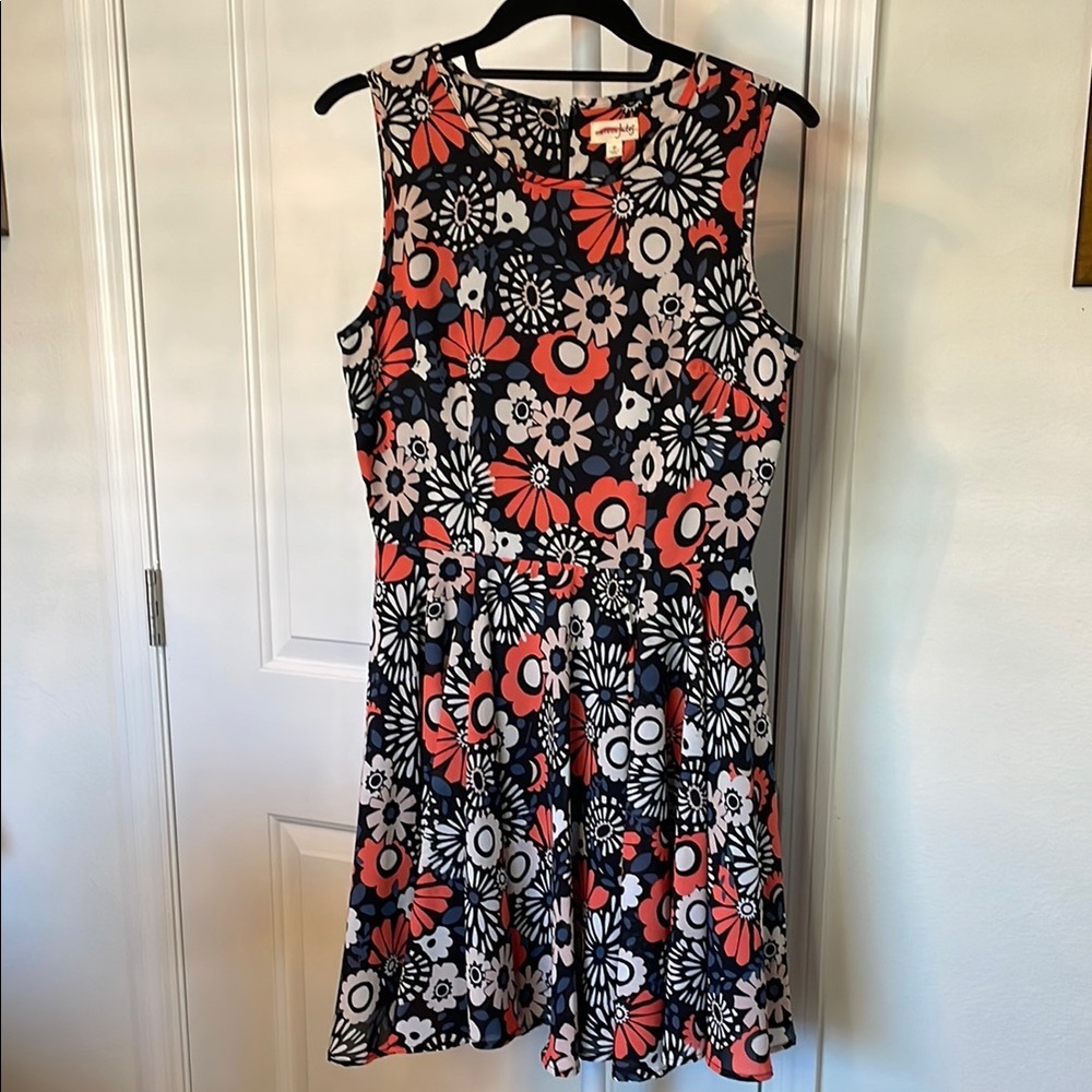 Maison Jules Black and Orange Sleeveless A-Line Sundress